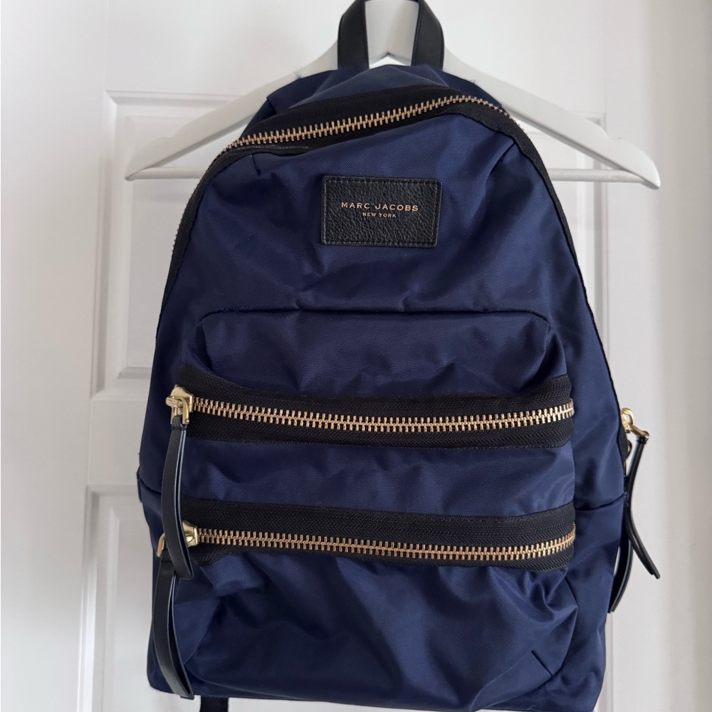 Marc Jacobs Midnight Blue Backpack with Gold Zipper